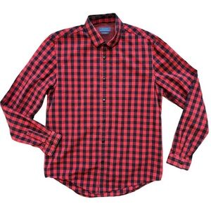 Zara Red and Black Checkered Buffalo Button Shirt Men's